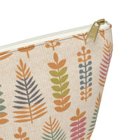 Stamped Leaves Accessory Pouch w T-bottom in Orange